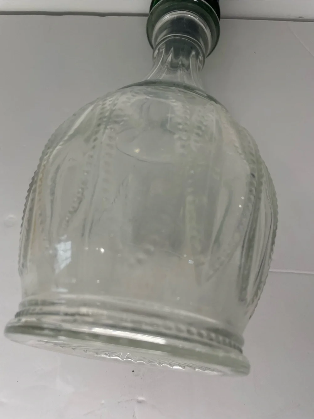 Vintage Avon Glass Decanter Green Stopper Bar Whiskey Bourbon 10.25”